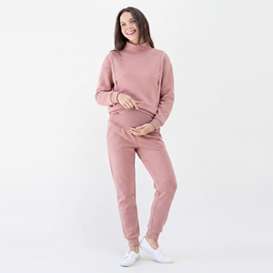 Women Fleece Nursing Tracksuit Casual 100% Cotton <b>Stand</b> Collar <b>Drop</b> Shoulder Full Sleeve Maternity & Nursing Tracksuit Ladies - Product Image 5