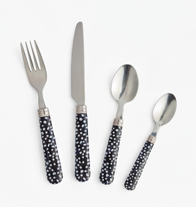 Juego de Cubiertos Modernos con Diseño de Puntos, Cuchillo, Tenedor y Cucharas de Acero Inoxidable, Aptos para Lavavajillas, Vajilla para Fiestas - Product Image 1