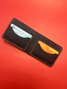 Genuine Leather Slim Fold <b>Wallet</b> Unisex Minimalist Card <b>Holder</b> Short Length Geometric Pattern - Product Image 4