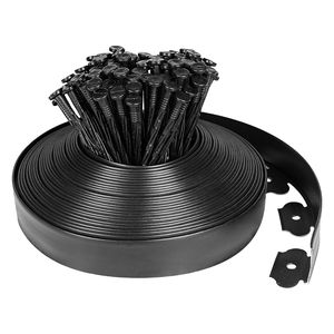 32.8FT Non-Digging <b>Plastic</b> Garden <b>Edging</b> Kit 30 Spikes 2In Tall Border <b>Edging</b> for Lawn Yard Garden Tools Accessories - Product Image 1