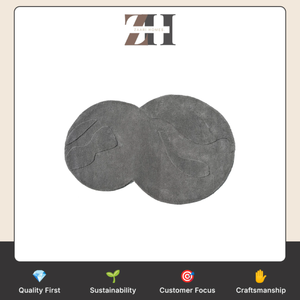 Tapis fait main gris infini, tapis moderne abstrait avec surface texturée pour salon, chambre, salle à manger, bureau - Product Image 6