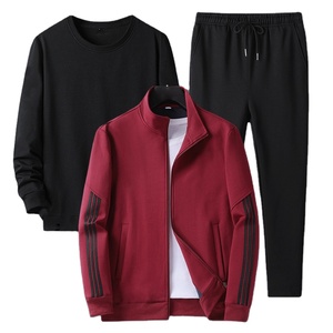 Vestes décontractées pour papa, vêtements de sport pour hommes, costume trois pièces, costumes de sport pour personnes âgées d'âge moyen, printemps automne, motif uni - Product Image 4