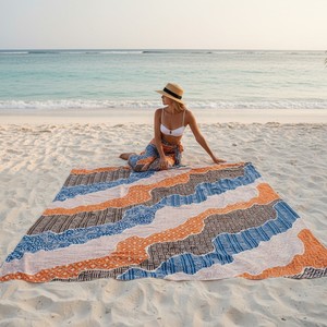 Paréo de plage en batik fait main de qualité supérieure, léger, respirant, en coton, écharpe polyvalente, couverture d'été, tenue de villégiature, style bohème - Product Image 6
