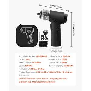 Set Cacciavite Elettrico Senza Fili 2500mAh con 7 Impostazioni di Coppia, 32 Punte da 1/4, Display Digitale, Tensione Nominale 3.7V 12V - Product Image 2