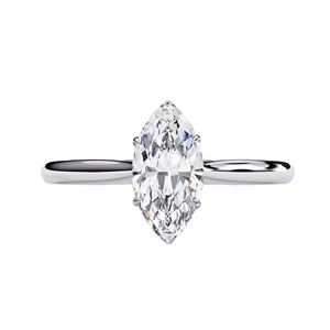 9K White Gold 0.80ct Marquise Lab Grown Diamond <b>Solitaire</b> Engagement <b>Ring</b>, E Color VVS, IGI Certified Six Prong Band - Product Image 1