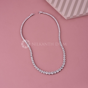 Collier élégant en diamant de laboratoire, collier à coupe ronde, collier en or blanc, bijoux en diamant pour femmes - Product Image 4