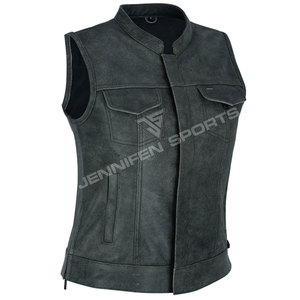Gilet de motard en cuir d'agneau souple uni pour femmes avec poche poitrine – Nouvelle collection de gilets et de vestes pour femmes - Product Image 2