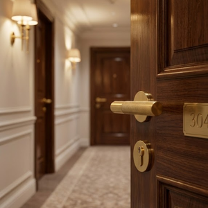 Ensemble de poignées de porte modernes en laiton massif HS 1054 |   Conception de levier haut de gamme |   Options de finition CRUM PVD Or et Or Rose PVD - Product Image 3