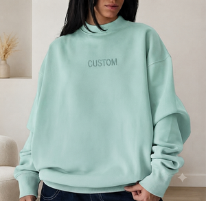 เสื้อสเวตเชิ้ตทรงบ็อกซี่ คอเต่า แขนยาว ผ้าคอตตอนผสม พรีเมียม ทรงโอเวอร์ไซส์ สไตล์สตรีทแวร์ สำหรับฤดูใบไม้ร่วงและฤดูหนาว สีพื้น แฟชั่นสำหรับผู้หญิง - Product Image 1