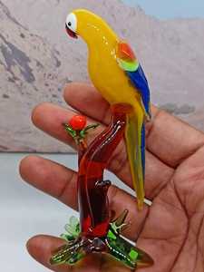 Figurine de perroquet en verre soufflé sculpté et gravé, multicolore, sculpture animale, écologique, pièce d'art décorative de Noël - Product Image 5
