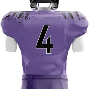 Uniforme de football américain personnalisé, maillot en mesh violet avec numéro 24, col en V, manches courtes, tissu respirant, vêtements ajustés pour hommes - Product Image 5