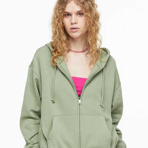 Sweat-shirts à capuche pour homme en molleton 100% côtelé, avec fermeture éclair et surpiqûres contrastées. - Product Image 1