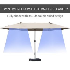 Ombrellone a braccio da 4,5 m per patio, con manovella facile, doppia copertura anti-UV, base rettangolare per cortile - Colore caffè, in poliestere - Product Image 4
