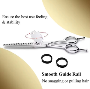 Tijeras para Adelgazar el Cabello de Color Plateado, Elegante Herramienta de Corte de Cabello para Barberos con Doble Reposamanos Ajustable y Hoja de Acero Inoxidable - Product Image 5