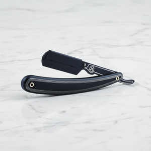 Elegant Black Stainless Steel <b>Straight</b> Edge <b>Razor</b> White Dotted Pattern Handle Replaceable Single Shavette for Master Barbers - Product Image 5