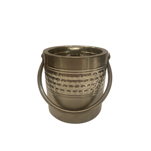 Cubo de hielo de lujo hecho a mano, enfriador de cerveza y vino con asas de cuero, acabado plateado vintage, cubos de hielo metálicos para fiestas - Product Image 5