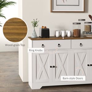 Credenza Stile Villa in Legno di Mango con 2 Cassetti, 4 Ante Scorrevoli, 2 Ripiani Regolabili, Finitura Bianca per Soggiorno - Product Image 6