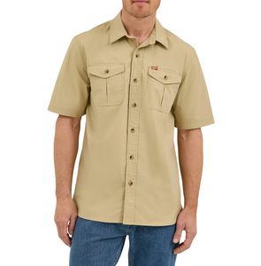 Chemise homme en twill, coupe classique, qualité supérieure, logo personnalisé, manches courtes, 55% coton, 43% polyester, 2% élasthanne, fermeture boutonnée - Product Image 1