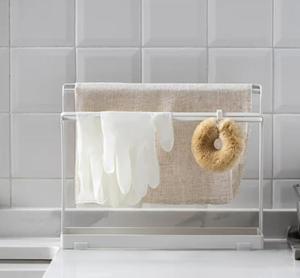 Porte-serviettes blanc moderne avec plateau pour rangement sur comptoir de cuisine - Product Image 3