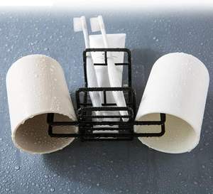 Soporte de pared multifunción para cepillos de dientes con dispensador de pasta dental y organizador de drenaje para baño - Product Image 6