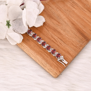 High Quality 925 Sterling Silver <b>Garnet</b> & CZ Tennis <b>Bracelet</b> Luxury Gemstone Jewelry for Unisex - Product Image 3