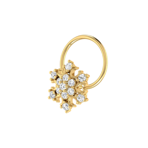 AJRETAIL 0.1 Carat Natural Diamond Flower Ethnic <b>Nose</b> Pin 14K <b>Gold</b> HI Color VS-SI Clarity Fine Women's Piercing Jewelry - Product Image 4