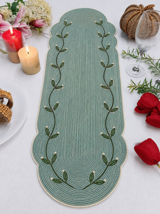 Handmade Luxury Bohemian Floral Fabric Table <b>Runner</b> Customized Shape Lightweight Durable Pink Yellow <b>Red</b> Green Mats Pads - Product Image 4