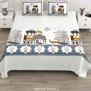 <b>Vintage</b> Floral Printed Cotton Bedsheet Set with 2 Pillow Covers Soft Lightweight Bedspread for Bedroom Bedding - Product Image 2