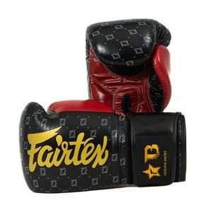 Gants de boxe Fairtex Booster, couleur noir/rouge, cuir de vache véritable, impression personnalisée, gants de MMA et de kick-boxing Fairtex, unisexe - Product Image 1