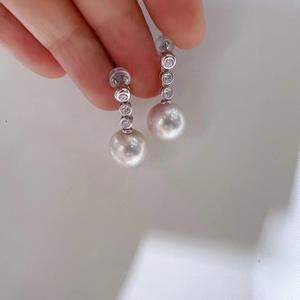 Versatile Tahitian <b>Black</b> Pearl <b>Dangle</b> <b>Earrings</b> 10-11mm Round with Flawless Hot Bar Design Classic Basic Fashion Accessory - Product Image 3