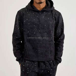 Sweat-shirts à strass, fabrication OEM, sweat-shirt en molleton de coton avec design en pierres brillantes, personnalisation de la marque disponible - Product Image 1