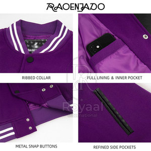 Chaqueta de Invierno para Hombre, Diseño Personalizado, Color Sólido, Mangas de Cuero, Estilo Único, Chaqueta Letterman - Product Image 5