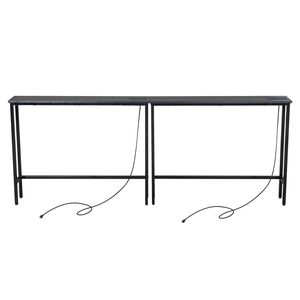 Set di 2 Tavoli Consolle Stretti da 100 cm con Prese di Corrente e Porte USB, Tavolo Lungo da Divano con Cornice in Metallo a Specchio Codice 08954088 - Product Image 2