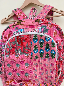 Sac à dos matelassé rayé pour filles, sac d'école en coton fait main, sac de voyage léger multi-poches, style bohème, 20 pouces - Product Image 5