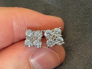 VVS Round Brilliant Cut Moissanite Diamond 925 <b>Silver</b> <b>Stud</b> <b>Earring</b> Iced Out Modern Fashion <b>Earring</b> For Women Wear - Product Image 1