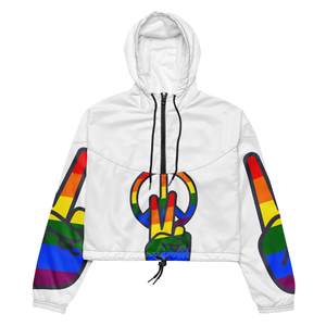 Custom Women Cropped <b>Pullover</b> Windbreaker <b>Jacket</b> Lightweight Quarter Zip White Nylon Rainbow Running Outdoor Women's <b>Jackets</b> - Product Image 1