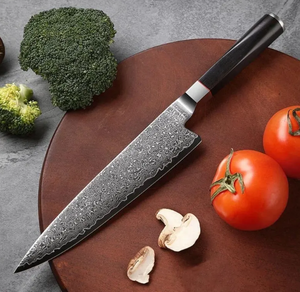 Cuchillo de Chef Profesional LEGACY BLADES de Damasco, 8 Pulgadas, Forjado a Mano, Moderno, Ambidiestro, Apto para Lavavajillas, con Mango de Madera Afilado, para el Hogar - Product Image 3