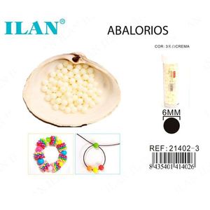 Perline ILAN Abalorios 6 mm color crema per la creazione di gioielli - Product Image 1
