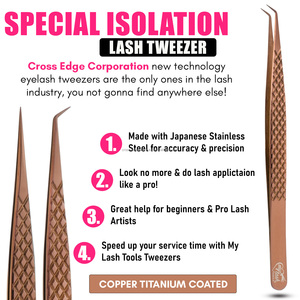 High Quality Stainless Steel Isolation Tweezers for Lash Extension with Fiber Grip 90-degree - Product Image 2