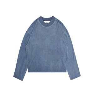 เสื้อยืดแขนยาวโอเวอร์ไซส์300จีเอสเอ็มเฮฟวี่เวทโอคอบ็อกซี่100% พิมพ์ลายสกรีนโลโก้ด้านหน้า - Product Image 1