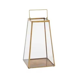 Golden <b>Brass</b> <b>Lantern</b> Candle Holder for Home Decoration Indoor Outdoor Use Durable Metal Design - Product Image 1