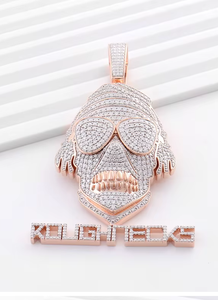 925 <b>Sterling</b> <b>Silver</b> Moissanite Pendant <b>Necklace</b> Rose Gold Plated Unisex Hip Hop Charm Pendant for Party - Product Image 2