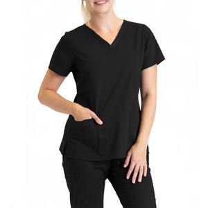 Conjunto de Uniforme Médico para Mujer de Alta Calidad, Transpirable, Cuello en V, Manga Corta, Pantalones Rectos, Lona 100% Algodón, Uso Hospitalario, para Doctoras - Product Image 1