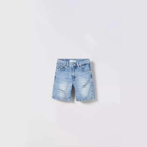 Short en jean tissé pour garçons, brodé, uni, respirant, taille mi-haute élastique, poches plaquées, décontracté, léger, confortable, personnalisable - Product Image 1