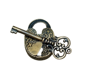 Cadenas en laiton massif poli, sculpté de fleurs, fait main, style antique, pour porte de maison, armoire, sécurité, cadeau vintage - Product Image 3