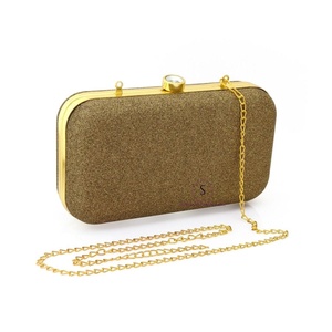 Designer Handmade Women's Embroidered Shiny <b>Bronze</b> color <b>Clutch</b> Purse Evening <b>Clutch</b> <b>Bag</b> with Detachable Chain Strap for women - Product Image 3
