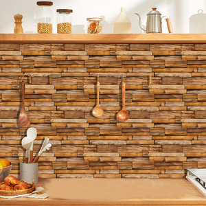 Adesivi da parete impermeabili in PVC con venature di legno carta da parati autoadesiva Peel-and-Stick per pannelli da parete a prova di umidità da cucina - Product Image 3