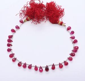 Perles de Corindon Rubis de Qualité AAA, Facettées en Forme de Goutte, Véritables Perles de Rubis Briolette, Perles de Gemmes en Forme de Goutte Premium, Perles de Rubis en Vrac de Qualité Supérieure - Product Image 2