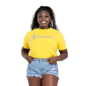 Camiseta Soror Yellow Diamond SGRho, Ropa de Sororidad para Mujer, 100% Algodón, Lentejuelas Bordadas, Letras Griegas, Camiseta con Letras Griegas, Atuendo de Orgullo Griego - Product Image 4