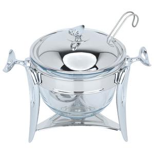 Soupière de luxe argentée avec bol en verre, chauffe-plats en acier inoxydable pour mariages, buffets et traiteurs - Product Image 2